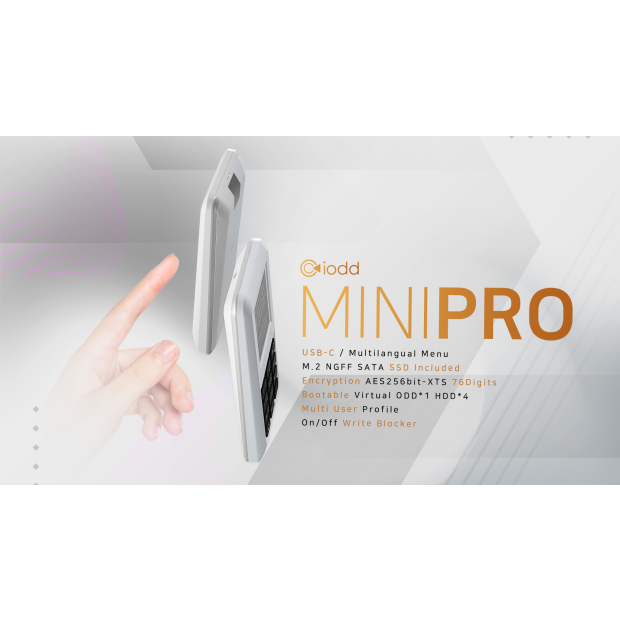 iodd MINI PRO SSD drive with USB-C 3.1 | secure 256-bit encryption