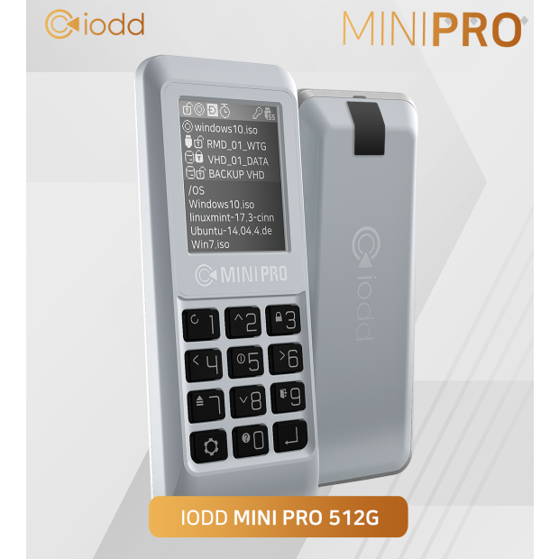 iodd MINI PRO SSD drive with USB-C 3.1 | secure 256-bit encryption 512GB